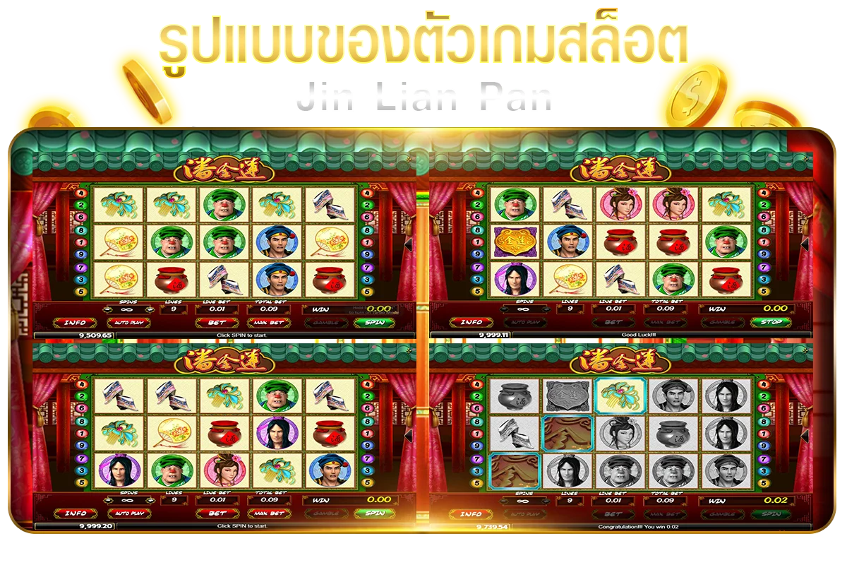 รูปแบบของตัวเกมสล็อต Jin Lian Pan